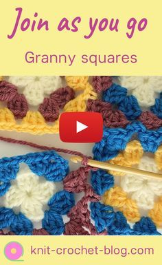 Crochet Granny Squares Together, Joining Crochet, Crochet Joining, Joining Crochet Squares, Joining Granny Squares, Squares Design, Granny Square Haken, Crochet Granny Squares, Granny Square Crochet Patterns Free