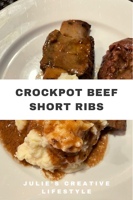 Crockpot Beef Short Ribs | Julie's Creative Lifestyle Beef Chuck Country Style Ribs Boneless Crockpot, Short Ribs Recipe Oven Crock Pot, Paula Deen Short Ribs Recipe, Short Ribs Recipe Crockpot Easy, Slow Cook Short Ribs Crock Pots, Crockpot Beef Short Ribs Easy, Beef Chuck Short Ribs Recipes Crock Pot, Crockpot Short Ribs Slow Cooker Easy, Bone In Beef Short Rib Recipes Crockpot