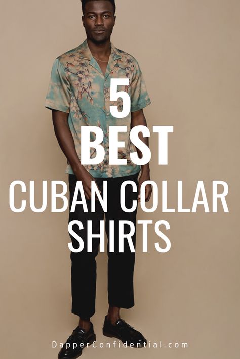 The best Cuban collar shirts – also referred to as a camp, cabana, or revere collar shirt – have transformed from strictly retro wear into a men's wardrobe staple. Call it a convenient slice of Americana. Learn more on the blog. #fashion #cubancollar #style Cuban Mens Fashion Style, Cuban Style Fashion Men, Black Camp Collar Shirt Men Outfit, Revere Collar Shirt Men Outfit, Cuban Mens Fashion, Cuban Shirts For Men, Camp Shirt Outfit Men, Cuban Collar Shirt Men Outfit, Mens Silk Shirt Outfit