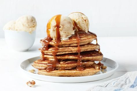 Sticky date pancakes with ice cream Ice Cream Pancakes, Pancake With Ice Cream, Waffle Photography, Pancakes With Ice Cream, Pancake Ice Cream, Waffles Photography, Puffy Pancakes, Li Mei, Sticky Date