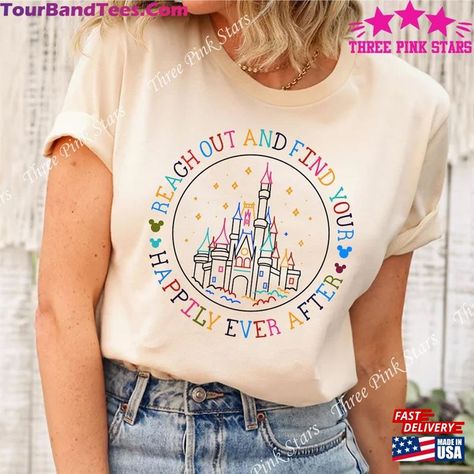 Magic Kingdom Castle T-Shirt Reach Out And Find Your Happily Ever After Shirt Family Vacation Matching Tee Classic Check more at https://tourbandtees.com/product/magic-kingdom-castle-t-shirt-reach-out-and-find-your-happily-ever-after-shirt-family-vacation-matching-tee-classic/ Magic Kingdom Matching Shirts, Disney Castle Shirt, Magic Kingdom Outfit, Kingdom Castle, Magic Kingdom Castle, Disney Trip Outfits, Disney 2024, Disney World Magic Kingdom, Disney Clothes