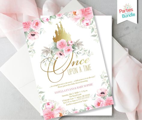 Once Upon A Time Birthday, Storybook Invitation, Fairytale Invitation, Princess Invite, Pink Princess Birthday, Circus Invitations, Baby Shower Princess Theme, Birthday Fit, Princess Birthday Invitations