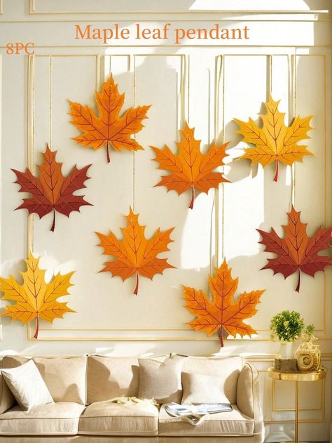 8pcs Autumn Birthday Party Decoration, Maple Leaf Hanging Ornaments, Thanksgiving Fall Decor Orange    Paper     Home Decor, size features are:Bust: ,Length: ,Sleeve Length: Autumn Birthday Party, Autumn Birthday, Fall Party Decorations, Fall Birthday Parties, Pumpkin Garland, Fall Banner, Orange Paper, Thanksgiving Centerpieces, Thanksgiving Kids