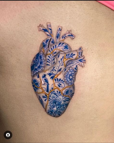 Kintsugi Tattoo, Blue Ink Tattoos, Muster Tattoos, Blue Tattoo, Elegant Tattoos, Dope Tattoos, Simplistic Tattoos, Skin Art, Creative Tattoos