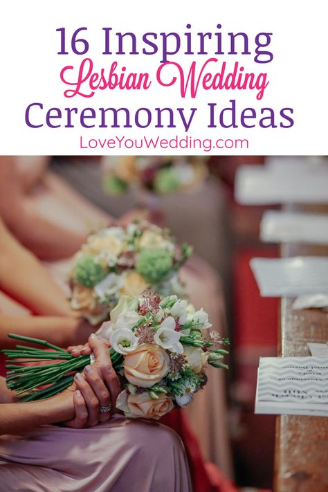 If you need some inspiring lesbian wedding ceremony ideas, you'll love our list! From the entrance to the i DO, we've got you covered. #lgbtwedding #loveyouwedding #gaywedding #gayweddingideas #weddinginvitations Traditional Lesbian Wedding, Lesbian Wedding Announcement, Lesbian Wedding Games, Non Traditional Lesbian Wedding, Simple Lesbian Wedding, Lesbian Destination Wedding, Lesbian Fall Wedding Ideas, Lesbian Wedding Ceremony Script, Lgbtq Wedding Two Brides Ideas