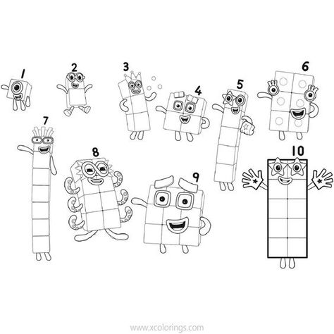 Numberblocks Coloring Pages 1 to 10. Number Blocks Coloring Pages Free, Number Blocks Printable, Number Blocks Coloring Pages, Numberblocks Coloring Pages, Fun Printables For Kids, 3d Shapes Worksheets, Number Blocks, Printables Free Kids, Free Coloring Sheets