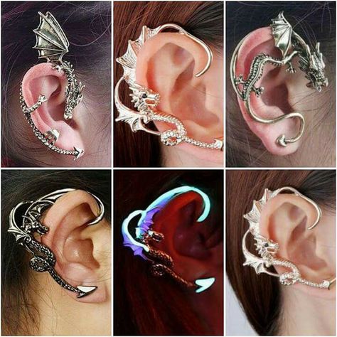 Must have these Ear Cuff Jewelry, Edgy Jewelry, Cool Piercings, Magical Jewelry, Dragon Jewelry, Fantasy Jewelry, Ear Jewelry, Pretty Jewellery, Piercing Jewelry