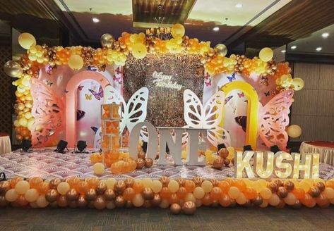 Indian 1st Birthday Decorations, First Birthday Decorations Boy, Airplane Birthday Party Decorations, Butterfly Birthday Decorations, Fairytale Birthday Party, Birthday Decors, Lakshmi Narayana, Butterfly Themed Birthday Party