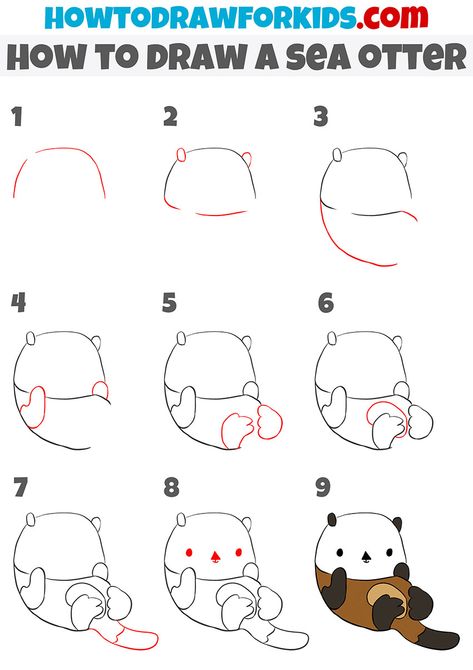 how to draw a sea otter step by step Sea Otter Drawing Easy, Rain Cloud Tattoos, Space Otter, Sea Doodles, Cloud Tattoos, Otter Drawing, Square 1 Art, Otter Pup, Memorial Beads