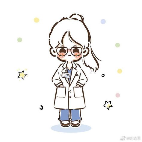 Doctor Girl Drawing, Cartoon Doctor Girl, Chibi Doctor, Doctor Drawing, 5 Anime, Cute Cartoon Pictures, Cute Doodles Drawings, Cute Doodle Art, Cute Cartoon Drawings