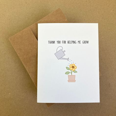 Excited to share the latest addition to my #etsy shop: Thank You For Helping Me Grow - Thank You Card - Teacher Gift - Plant - Flower - Watering Can Simple Card For Teachers, Plant Thank You Card, Thank You For Helping Me Grow Card, Thank You For Helping Us Grow, Thank You For Helping Me Grow, Thank You Cards For Teachers, Thank You Teacher Cards, Thank You Card Diy, Thank You Card For Teacher