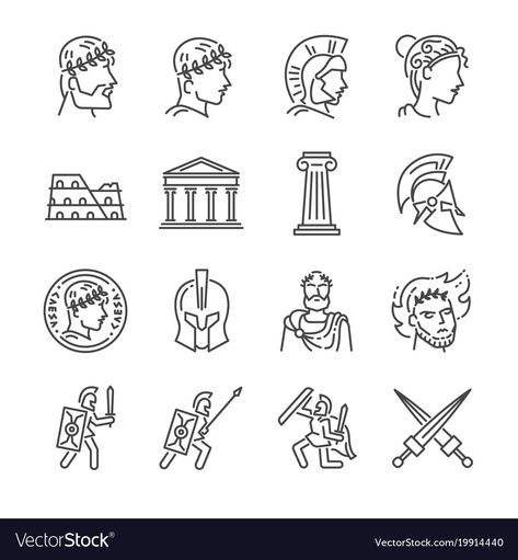 Acropolis Tattoo Design, Easy History Drawings, Rome Inspired Tattoos Small, Roman Empire Tattoo Ideas, Greek Bust Drawing, Greece Drawing Simple, Ancient Rome Drawing, Greek Doodles, Roman Soldier Drawing