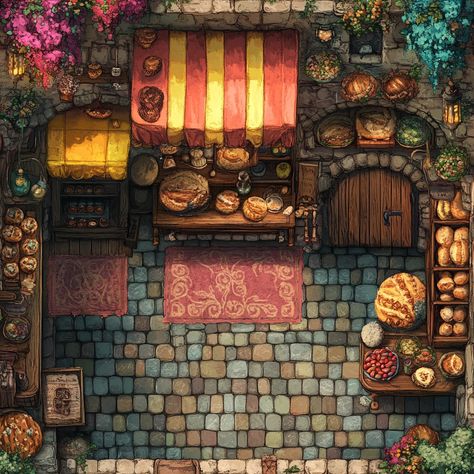 Dnd Kitchen, Bakery Kitchen, Dnd Ideas, Map, Color