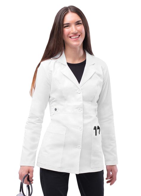 PRICES MAY VARY. FABRICATION: 55% Cotton 42% Polyester 3% Spandex, Soft Twill. CLOSURE: Womens Lab Coat with Four Button closure PROFESSIONAL: Our Universal Stretch Collection Uniforms Are The great For Any Doctor, Nurse, Dental Assistant, Med & Nursing Students, Hospital Workers And All Other Occupations In The Medical Field. With This Collection You Will Have Comfortability & Elegance To Get Your Through Your Day! FIT & COMFORT: Offering A Contemporary Fit With A Stretch Performance Twill Fabr Women's Lab Coats, Women's Lab Coat, Spa Uniform, Uniform Ideas, Hospital Workers, Esthetician Room, Lab Coats, Professional Wardrobe, Medical Uniforms