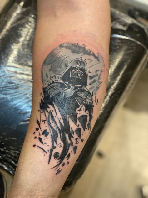 Anakin Vader Tattoo, Star Wars Tatoos Ideas, Star Wars Tattoo For Men, Kylo Ren Tattoo, Star Wars Tattoo Design, Star Wars Tattoo Sleeve, Vader Tattoo, Darth Vader Tattoo, Fighter Tattoo