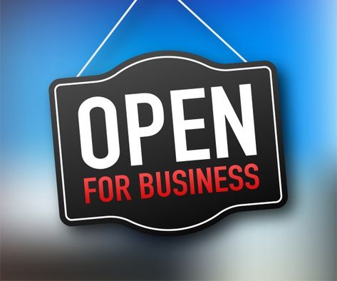 Open for business sign. Premium Vector | Premium Vector #Freepik #vector #background #business #sale #restaurant Open For Business Sign, Create A Business Logo, Logo Online Shop, Sign Business, Business Ideas Entrepreneur, Business Stock Photos, Visiting Card Design, Open Signs, Business Banner