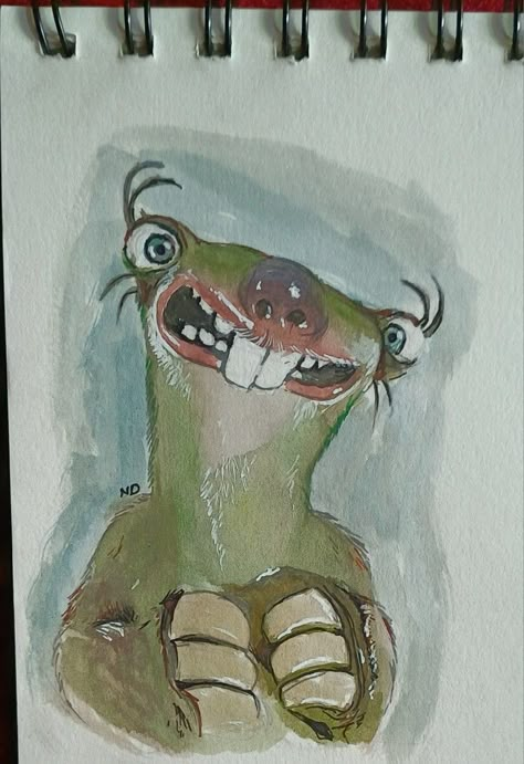 Sid Ice Age, Sloth Painting, Sloth Watercolor, Sloth Drawing, Sid The Sloth, Aquarelle Painting, Sloth Art, Animal Drawings Sketches, Pumpkin Ideas