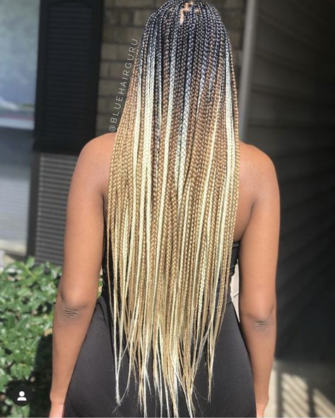 Black Roots Blonde Braids, Ombre Blonde Knotless Box Braids, Blonde Ombré Braids, Ombre Box Braids Black Women, Blonde Ombre Braids, Ombré Braids, Braids 2024, Ombre Box Braids, Braiding Hair Colors