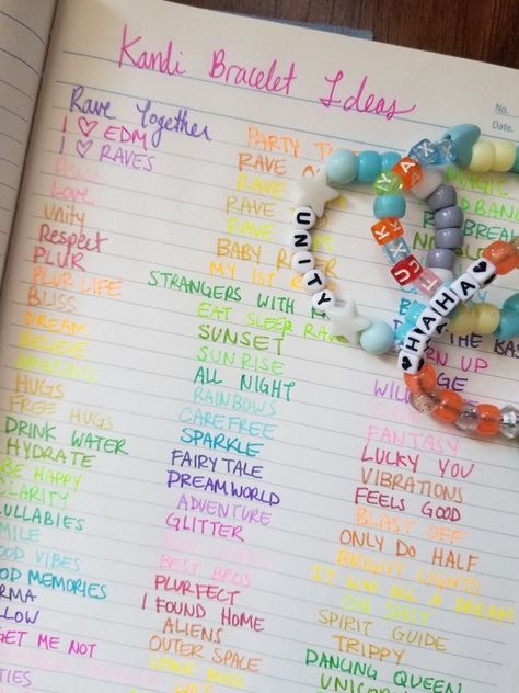 Making Kandi Bracelets, Rave Kandi Words, Rave Candies Idea, Candy Ideas Rave, Festival Bracelet Ideas, Best Friend Kandi Bracelets, Festival Bead Bracelets, Edc Candy Bracelets, Kandi Bracelets Edc