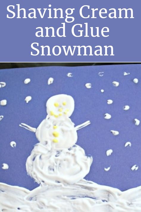 Two simple items are all you need to create this Shaving Cream and Glue Snowman. We adore how fluffy and soft this paint feels once it has dried. Such a fun art project for kids. Shaving Cream And Glue, Shaving Cream Paint, Snowman Crafts Preschool, Kids Painting Activities, Shaving Cream Art, How To Make Glue, Shaving Cream Painting, Art Project For Kids, Christmas Arts And Crafts