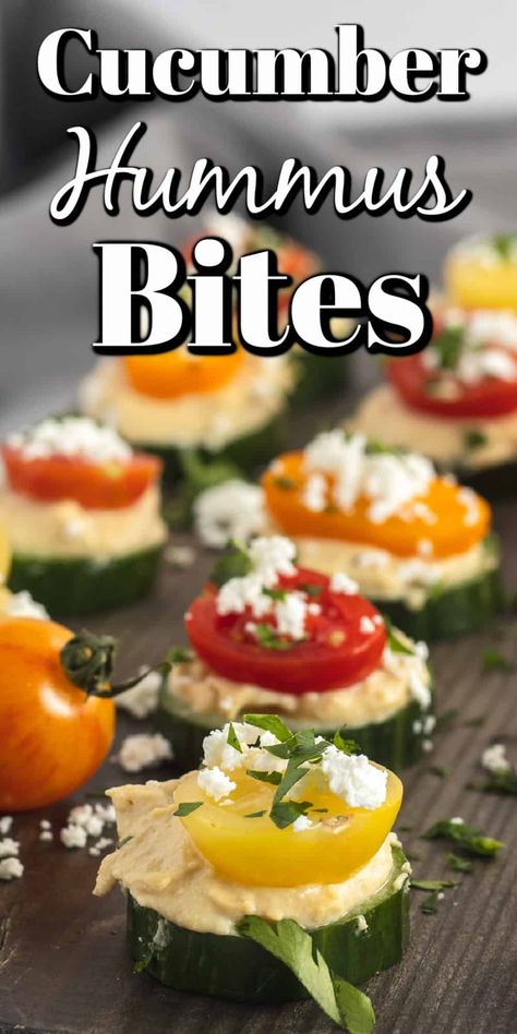 Vegetarian Appetizers Finger Foods, Cucumber Hummus Appetizer, Fresh Vegetable Appetizers, Easy Veggie Appetizers For A Party, Small Bites Appetizers Vegetarian, Vegetarian Hot Appetizers For Party, Light And Fresh Appetizers, Make Ahead Canapes, Healthy Cold Appetizers For Party