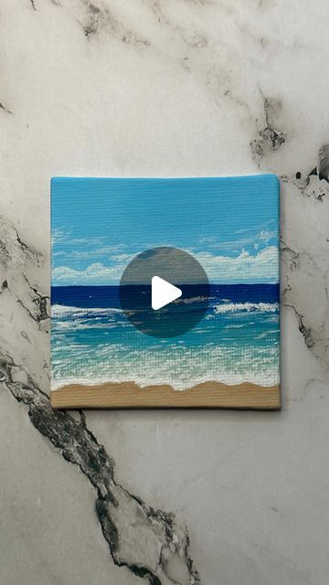 Artsy Esme ♡ on Instagram: "mini seascape 🩵🌊✨ #art #painting #canvaspainting #seascape #reels" Mini Pictures To Paint, Watercolor Art Ocean, Seascape Paintings Acrylic, Beach Canvas Painting, Mini Canvas Painting Ideas, Easy Nature Paintings, Mini Canvas Paintings, Tropical Beach Painting, Seashore Paintings