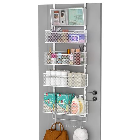 PRICES MAY VARY. Adjustable Smart Design: The height between our over door organizer’s tiers is adjustable! You can freely store stuff of different heights by adjusting the spacing between the baskets. Easily store and take out what you want Strong Load-bearing & Strudy: Our over the door storage can bear high-strength weight. Don't worry about it being deformed when storing heavy loads or even the product falling to hit people or the bottom plate. Safer and more durable Multifunctional Storage: Over Door Bathroom Storage, Over The Door Closet Organizer, Bathroom Door Organizer, Back Of The Door Storage, Storage Wardrobe Ideas, Door Organizer Ideas, Back Of Door Storage Ideas, Back Of Door Organizer, Cabinet Bedroom Closet