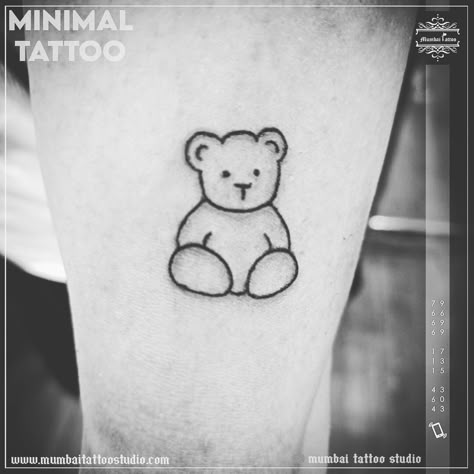 Teddy Bear Tattoo Small Simple Outline, Teddy Bear Line Tattoo, Simple Teddy Bear Tattoo, Teddy Bear Outline Tattoo, Teddy Bear Tattoo Ideas For Women, Tedy Tattoo, Stuffed Bear Tattoo, Teddy Bear Line Art, Small Teddy Bear Tattoo