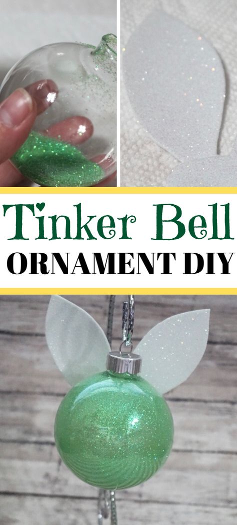 Disney Christmas Ornaments Diy, Bell Ornaments Diy, Tinkerbell Ornament, Disney Christmas Diy, Disney Ornaments Diy, Disney Christmas Crafts, Disney Crafts For Kids, Quilled Roses, Disney Xmas