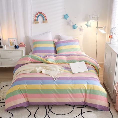 $59.09 on Amazon Cute Duvet Covers, Colorful Duvet Covers, Cute Bedding, Striped Duvet, Striped Duvet Covers, Bed Sets, Duvet Covers Twin, Comforter Cover, Arte Popular