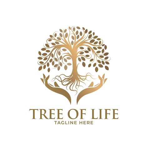 Gold hand and tree logo design template | Premium Vector #Freepik #vector #gold-tree #abstract-tree #plant #leaf Tree Of Life Logo, Mother Earth Art, Tree Logo Design, Plant Logos, Handmade Logo, Tree Logo, Home Bar Designs, Bird Logos, Tree Logos