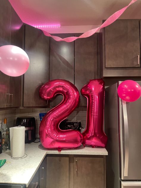 Pink Theme 21st Birthday Party, Pink 21 Balloons, Pink 21 Birthday Party, Pink Number Balloons, 21 Birthday Balloons, Hot Pink 21st Birthday, 21st Sign, 21st Birthday Balloons, 21 Balloons