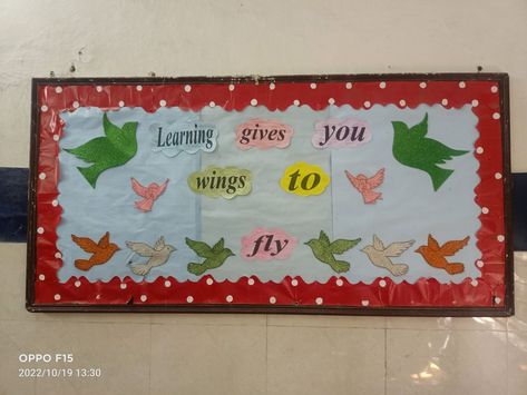 Learning gives you wings to fly Bulletin Board Decoration, Spread Your Wings And Fly, Wings To Fly, Bulletin Board Decor, Board Decoration, School Project, School Projects, Bulletin Board, Kindergarten