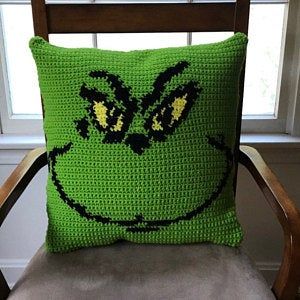 University of Tennessee Graph | Etsy Sam Trick Or Treat, Grinch Pillow, Crochet Grinch, Pillows Crochet, Mom And Baby Elephant, C2c Graph, Crochet Graphs, Face Pillow, Crochet Halloween