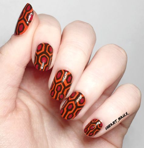 the shining themed nails Shining Nails, The Shining 1980, Edgy Nails, Inspired Nails, Her Nails, Hair Done, Nails Done, Winter Nail Art, Pretty Nail Art