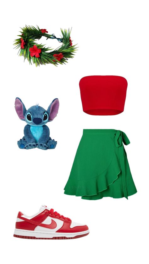 Lilo Costume, Disney Outfits Women, Halloween Costumes To Make, Lilo Y Stitch, Disney Inspired Outfits, Halloween Inspo, Red Shirt, Disney Outfits, Green Skirt