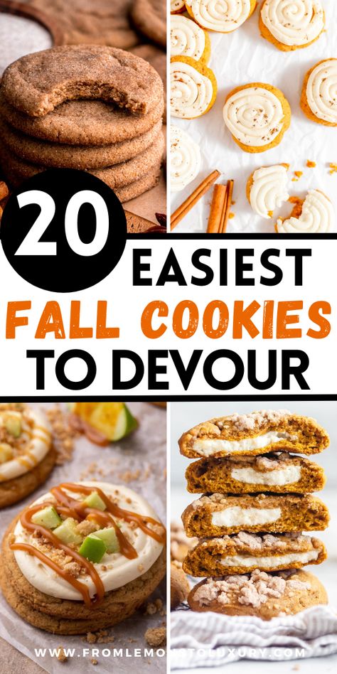 Cookies Recipes Fall, Best Fall Baked Goods, Fall Cookie Flavors Ideas, Fun Fall Cookies, Fall Drop Cookies, Best Cookie Recipes Ever, Autumn Treats Fall Desserts, Fall Gourmet Cookies, Fall Flavor Cookies