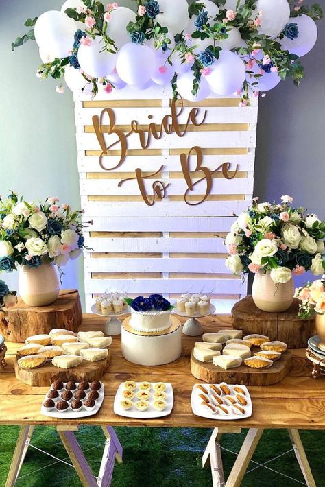 Bridal Shower Table Ideas, Bridal Shower Food Table, Disney Themed Bridal Shower, Bridal Shower Table Decor, Tiffany Blue Bridal Shower, Boho Bridal Shower Decorations, Shower Table Decorations, Bridal Shower Desserts Table, Shower Table Decor