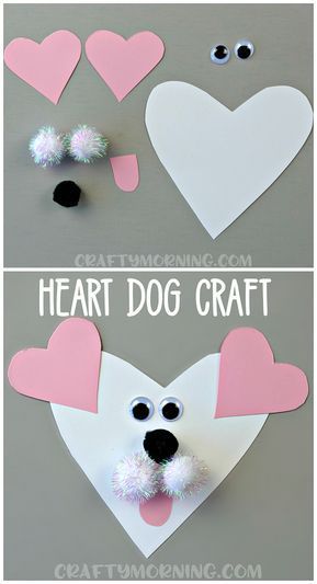 Here's an adorable heart shaped dog valentines day craft for the kids to make! Easy art project for valentines. (heart shaped animal craft) Valentines Day Craft, Boy Valentines, Valentines Bricolage, February Crafts, Easy Valentine Crafts, Quotes Shirt, Valentine's Day Crafts For Kids, Game Google, Preschool Valentines