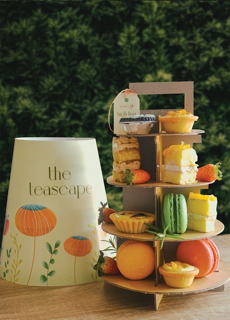 The Teascape – Packaging Of The World Dessert Packaging Design, Baked Pastries, Dessert Packaging, Flower Bedroom, Baked Treats, Bakery Packaging, Packaging Designs, Paper Cake, No Bake Treats