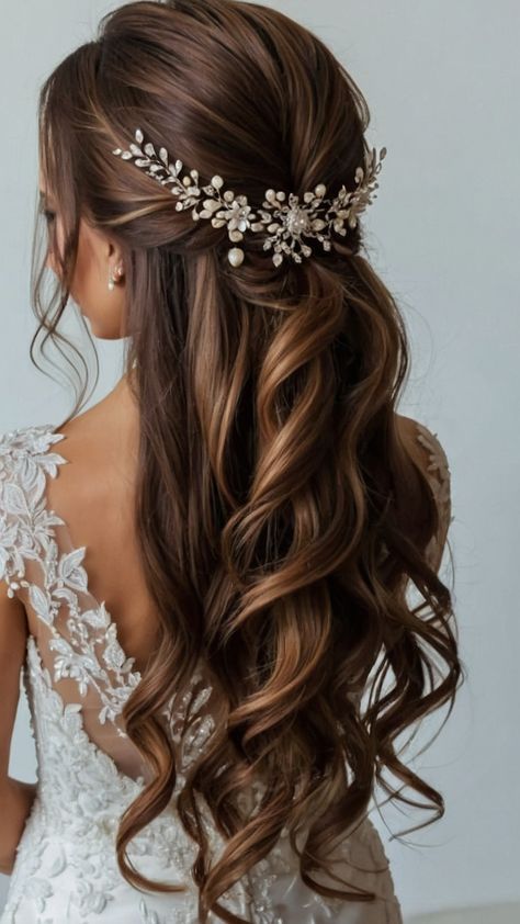 Discover stunning bridal hairstyles for long hair including elegant half up down easy and Indian updo elegant wedding styles From veil to crown Pakistani to Black and Boho braid style ideas Dive into effortless and elegant Indian wedding hair inspiration Asian Bride Hairstyle, Half Up Half Down Wedding Hair With Crown, Wedding Hairstyles Desi, Bridal Hair Half Up Half Down Long, Mexican Wedding Hairstyles, Hair Styles For Wedding Bride, Tiara Hairstyles Wedding, Indian Wedding Hairstyles For Bride, Half Up Half Down Wedding Hairstyles