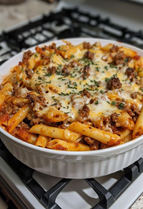 Learn How to Cook Baked Ziti With Ground Beef And Ricotta Recipe For Free | Recipes You'll Love, Made Easy! Beef Ricotta Casserole, Ziti With Ground Beef, Baked Ziti With Ground Beef, Comfort Food Casserole, Baked Ziti With Ricotta, Cozy Aesthetics, Pasta Toppings, Ricotta Recipe, Easy Baked Ziti