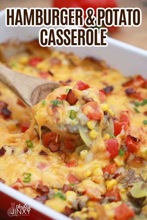 Hamburger And Potato Casserole, Best Hamburger Casserole Recipes, Veggie Casserole Recipes, Hamburger Meat Recipes Easy, Cheese Potato Casserole, Meat And Potatoes Recipes, Hamburger And Potatoes, Hotdish Recipes, Hamburger Casseroles Recipes