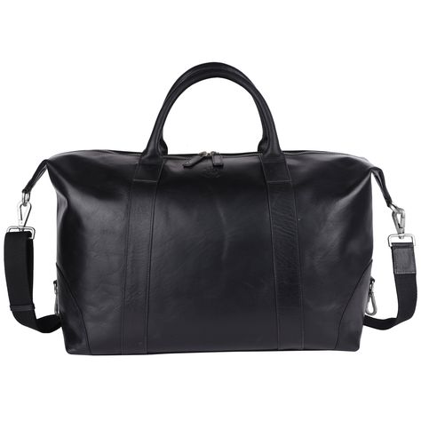 Travel in style with Cuir London's Duffle bag.  Handmade using real leather, this overnight duffle bag is the ideal choice for men who are traveling for the weekend, going on a vacation or even just going to the gym. With its large main compartment and multiple pockets, this bag is designed to make your packing a breeze. The bag's waterproof and durable quality ensures that this bag is both comfortable to carry and built to last. Its classic design and dark brown color gives the holdall duffel bag a luxurious finish. It is the perfect gift for birthdays, wedding, anniversaries and valentine's day.  *Product size - (HxWxD) 28X44X22 cm. *       Made of genuine buff leather *One main zipper compartment to store your clothes.  *Detachable shoulder strap makes it easier to carry on your shoulde Womens Weekender Bag, Leather Office Bags, Office Bags For Men, Leather Overnight Bag, Black Duffle Bag, Mens Gym Bag, Leather Holdall, Overnight Travel Bag, Holdall Bag