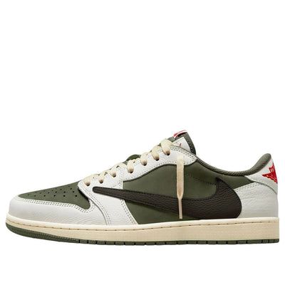 The Air Jordan 1 Retro Low OG SP x Travis Scott 'Medium Olive' is a highly coveted collaboration that merges iconic sneaker heritage with contemporary street style. This special edition, designed in partnership with rapper Travis Scott, showcases a distinctive Medium Olive and black color scheme that exudes a rugged yet refined look. The upper is crafted from premium suede and leather, featuring a muted olive green that contrasts with the black overlays and Swooshes, adding a touch of modern sop Travis Scott 1, Travis Scott Jordan 1, Rapper Travis Scott, Low Air Jordan 1, Air Jordan 1 Low, Jordan 1 Low, Air Jordan 1 Retro, Jordan 1 Retro, Travis Scott