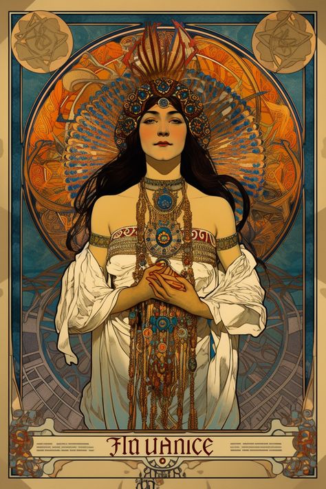 Experience the beauty of Art Nouveau with this stunning poster featuring a captivating native woman. The intricate graphics and vintage style of this piece make it a must-have for any art lover. Add a touch of elegance to your home or office with this one-of-a-kind print. Perfect for those who appreciate the beauty of art and culture. Available for immediate download on Etsy. Get yours now and enhance your art collection today!. Art Neauveau Illustration, Art Nuevo, Native Woman, Goddess Hecate, Art Nouveau Mucha, Motifs Art Nouveau, Divine Feminine Art, Illustration Art Nouveau, Alphonse Mucha Art