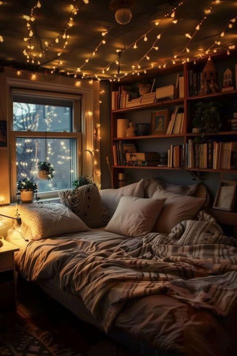 Booklover Bedroom Ideas, Book Corner Ideas Bedroom Cozy Nook Reading Areas Decor, Booklover Bedroom, Cozy Bookish Bedroom, Reading Area In Bedroom, Comfy Reading Nook, Comfy Core, Nook Bedroom, Rehab House