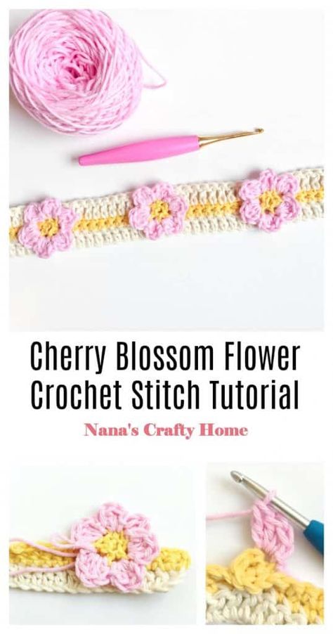 Crochet Flower Stitch, Simple Crochet Flower, Blossom Crochet, Flower Stitch, Crochet Flower Blanket, Crochet Flowers Free Pattern, Crochet Knit Stitches, Stitch Tutorial, Learn How To Crochet