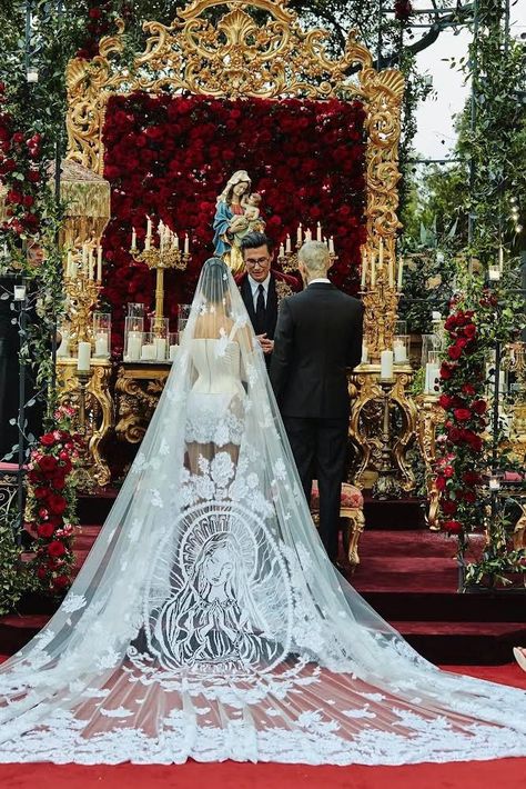 Tap to see more from Kourtney Kardashian's wedding in Italy. Shanna Moakler, Kardashian Wedding, Kim And Kylie, Tulle Gloves, Ellen Von Unwerth, Travis Barker, Scott Disick, Dolce Gabbana Dress, Blink 182