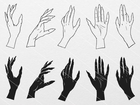 Hand Reference Witch, Hand Drawing Female, Hand Witch Drawing, Feminine Hand Drawing, Witchy Hands Drawing, Witchy Hands Tattoo, Hands Magic Reference, Women Hand Drawing, Female Hand Drawing Reference